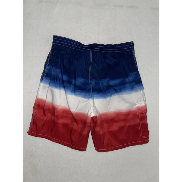 Polo Ralph Lauren‎ Lined Swim Trunks Mens XL Tie Dye Ombré Red White Blue USA - Picture 5 of 8